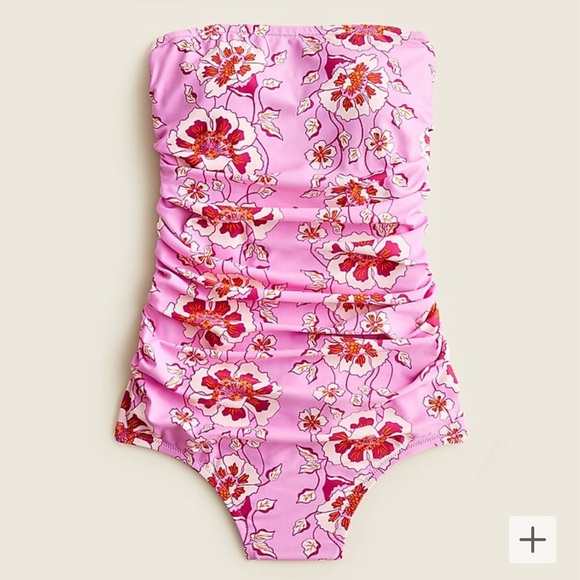 J. Crew Other - J.Crew Ruched bandeau one-piece in climbing pink floral 2
